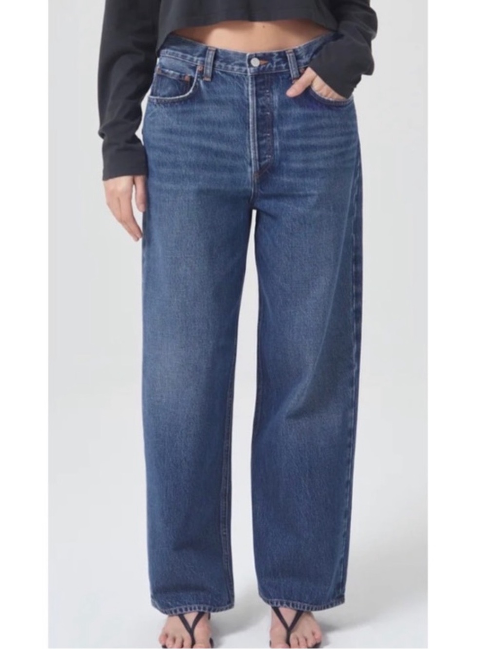 Agolde Fran jeans low-slung relaxed fit denim straight leg medium wash Sz 24